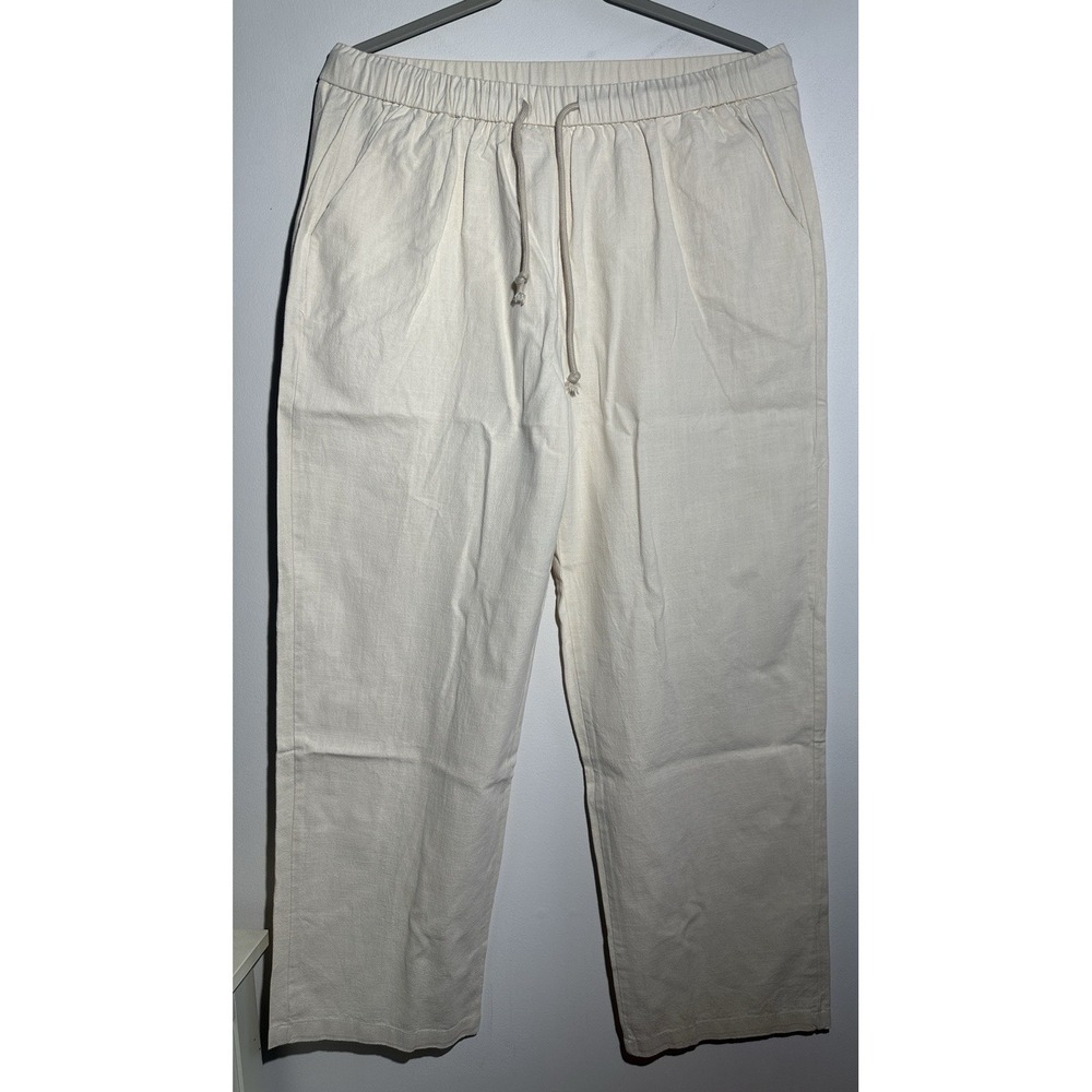 Aumora Wide Leg Linen 100% Cotton Pull On Pant w. Elastic Waist Women's XL NWT